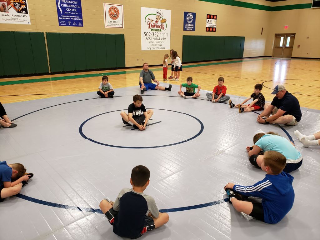 Gray martial arts academy floor mats 