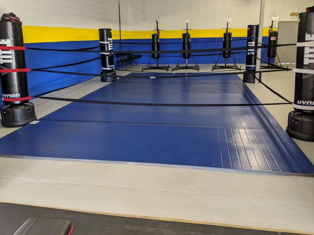 blue boxing mat 