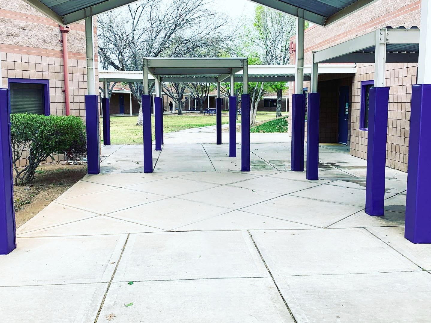School Courtyard Column Post Protective Padding Purple
