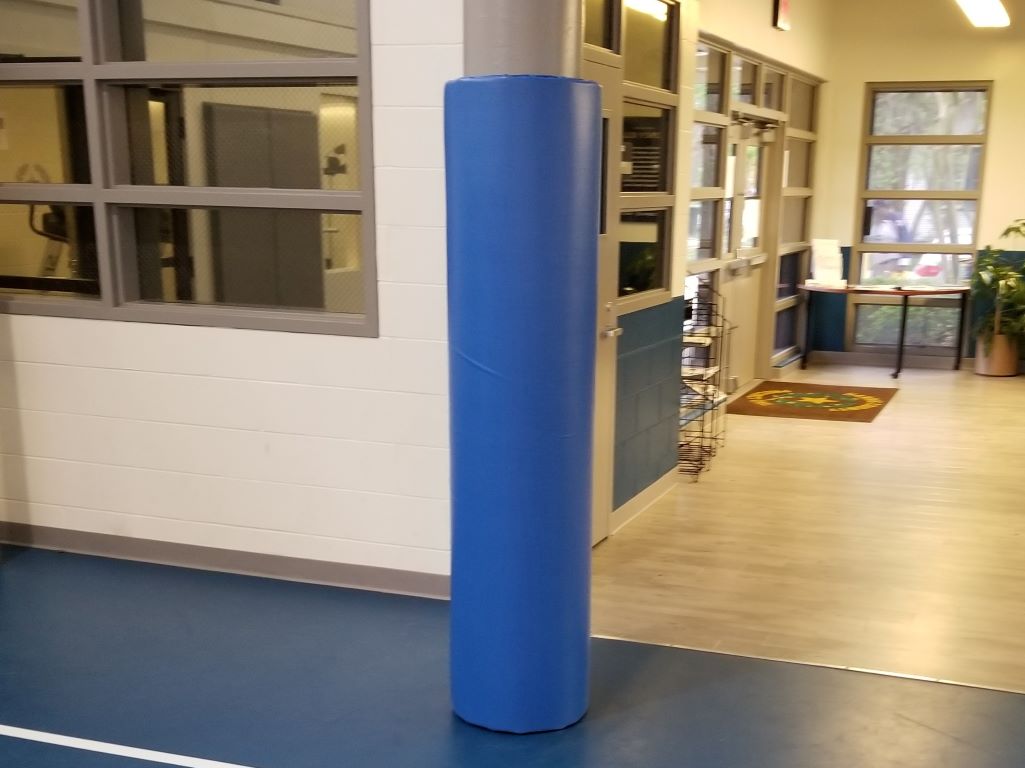 Large blue basketball pole pad