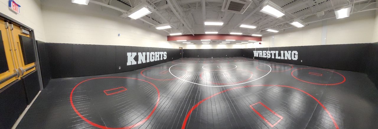 High School Practice Wrestling Room, Practice circle and competition circle 