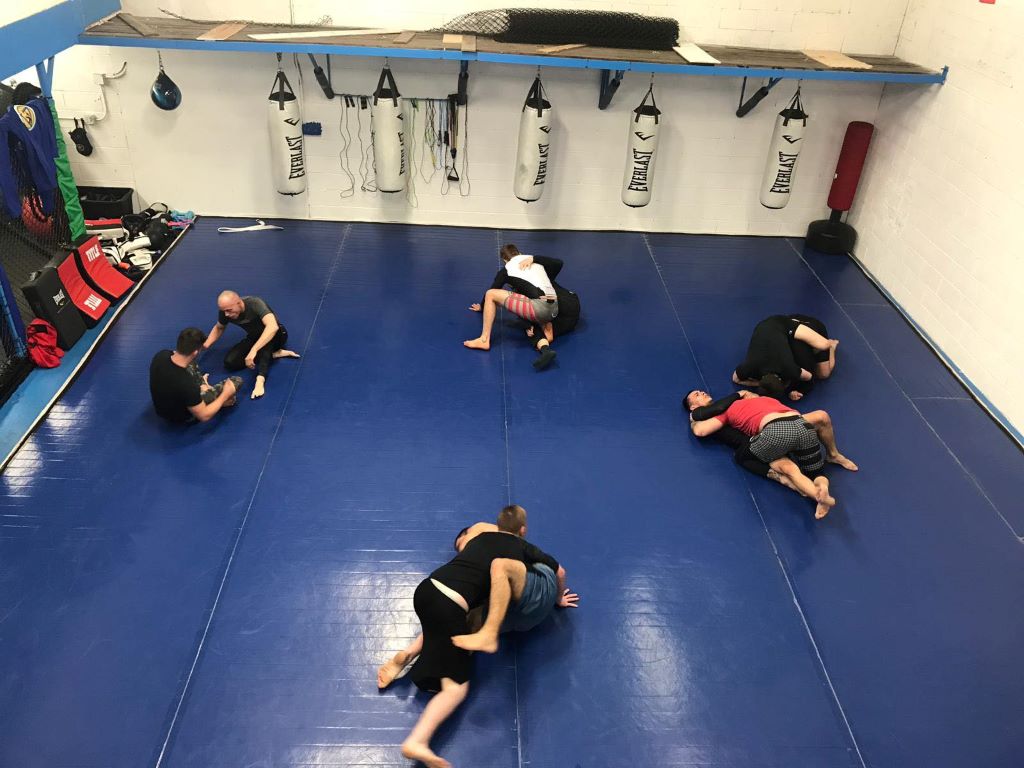 Mixed Martial Arts Gym Jiu Jitsu blue mats  
