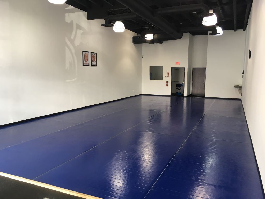 AK Athletics blue martial arts mats in Milestone Martial Arts Academy 