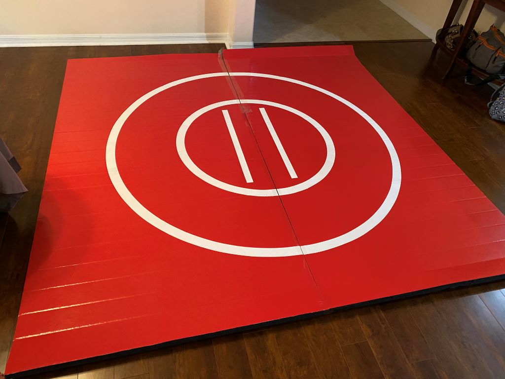 Red wrestling mat 